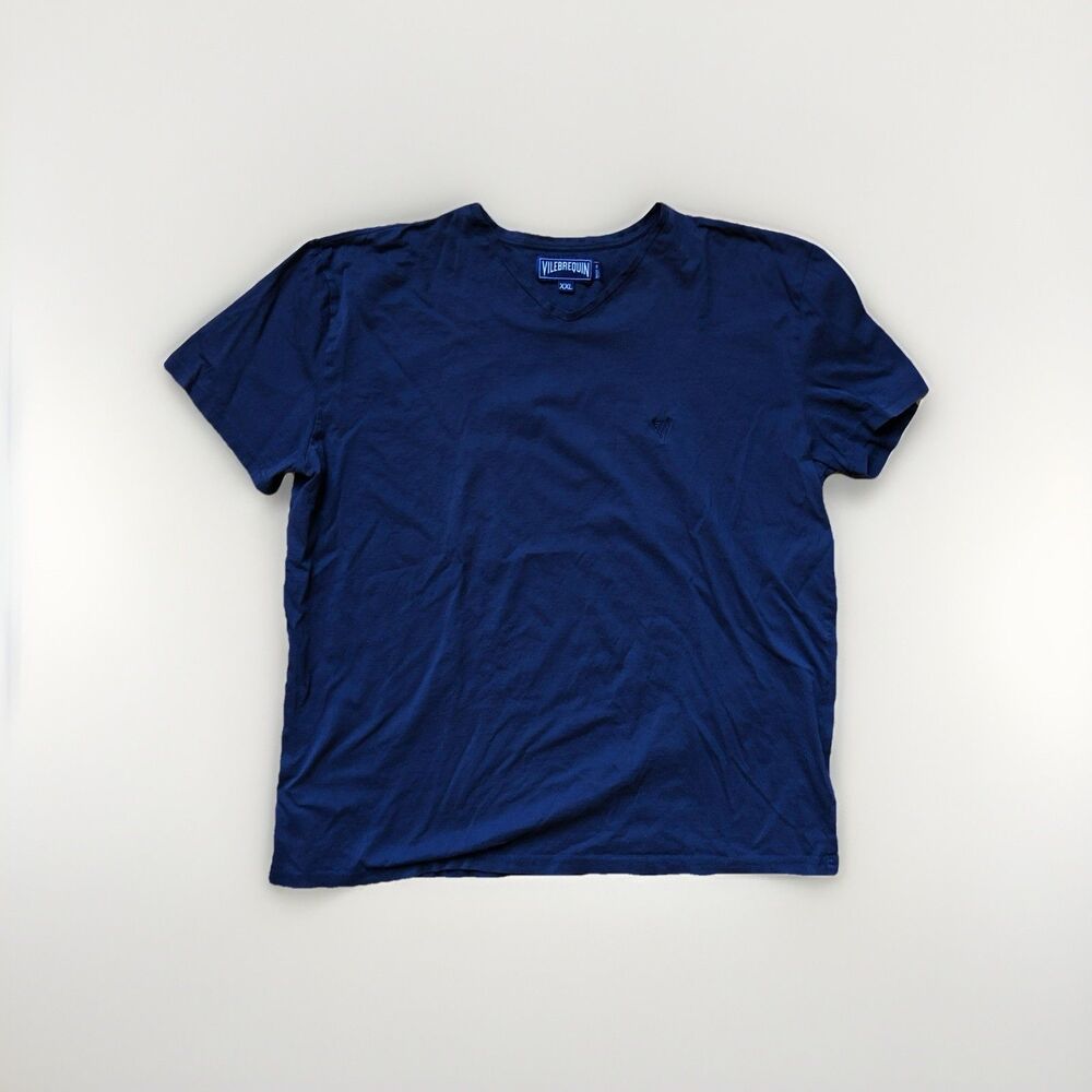 Vilebrequin Cotton T Shirt Mens XXL Blue Crew Short Sleeve Beach Short Sleeve